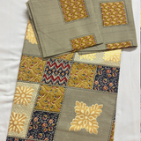 Bagru Gold Super King Size Bedsheet - Multicolour (Mustard)