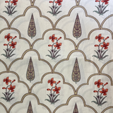 Elegant White- Deep Orange & Beige Bedsheet Set- Super King size