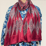 Modal Silk Blend Printed Stole – Deep Red