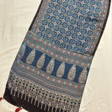Modal Silk Blend Printed Stole – Indigo Blue