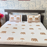 Elegant Ivory- Brown Bedsheet Set- Super King size