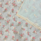 Pastel Blue Linen Jute Cotton Suit Set with Embroidered Dupatta