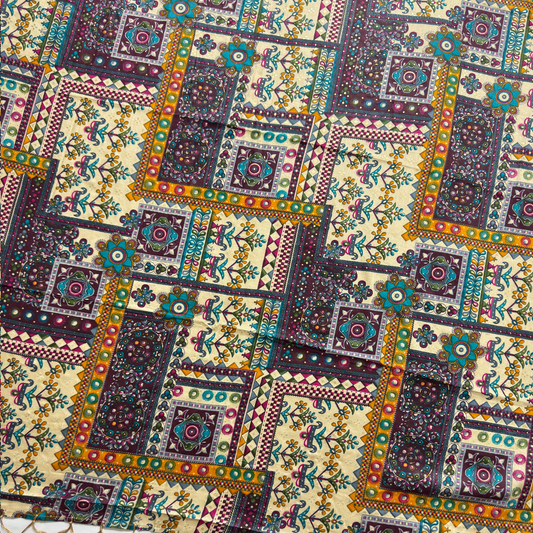 Patchwork Printed Dupatta with Tassels