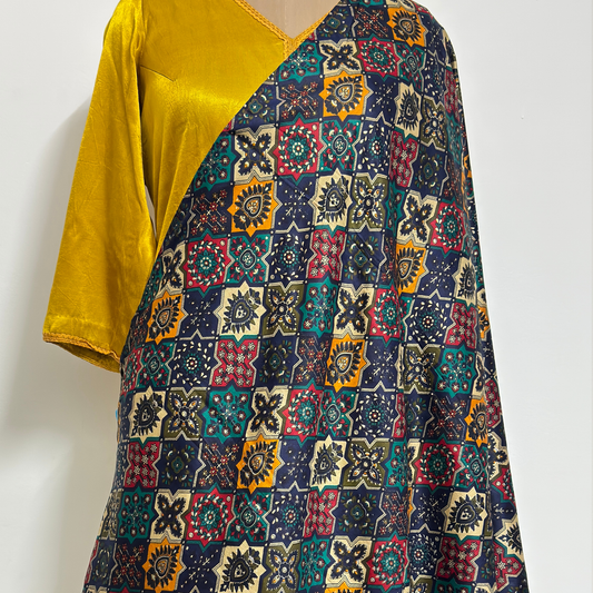 Patchwork Printed Dupatta with Tassels