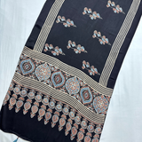 Modal Silk Printed Stole- Black