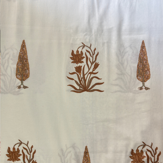 Elegant White-Brown Printed Bedsheet Set- King size White and Brown