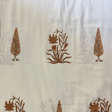 Elegant White-Brown Printed Bedsheet Set- King size White and Brown