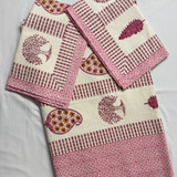 Elegant Ivory-Pink Printed Bedsheet Set- Super King size Ivory, Pink