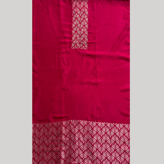 Hot Pink Cotton Silk Suit Set with Zari Weaving