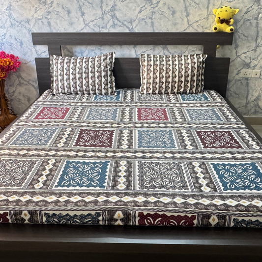 Bagru Gold Super King Size Bedsheet