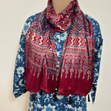 Modal Silk Blend Printed Stole – Classic Maroon