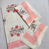 Elegant White- Peach Bedsheet Set- Super King size