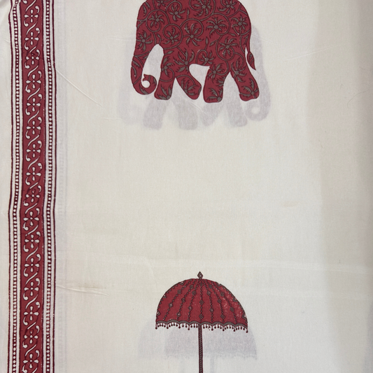 Elegant Ivory- Deep Red Bedsheet Set- Super King size