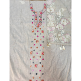 Beige Tussar Cotton Suit with Parsi Handwork