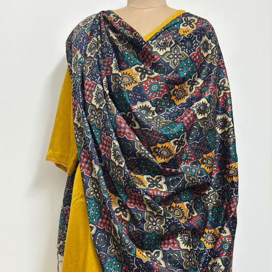 Patchwork Printed Dupatta with Tassels