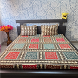Bagru Gold Super King Size Bedsheet