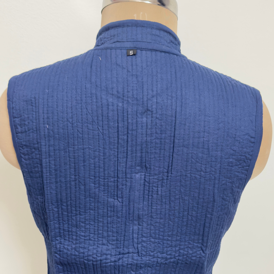 Reversible Jaipuri Cotton Quilted Jackets (Without Sleeves) Indigo and Ivory