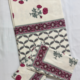 100% Cotton White- Pink Bedsheet Set- Super King size