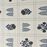 Elegant Ivory-Indigo Printed Bedsheet Set- Super King size Ivory, Indigo & Charcoal