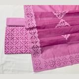 3 Pcs Cotton Applique Suit Set - Hot Pink