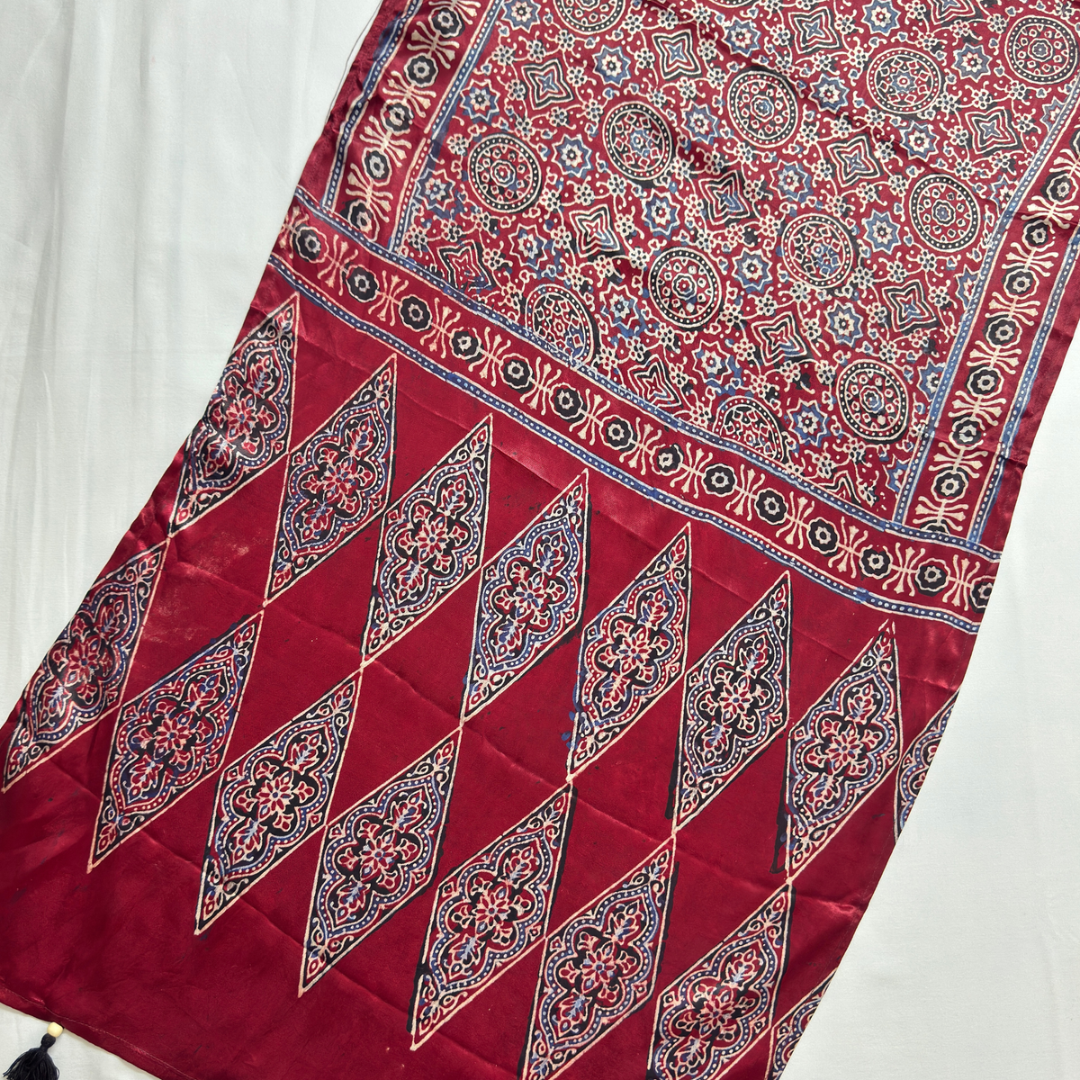 Modal Silk Blend Printed Stole – Deep Red