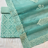 3 pcs Cotton Applique Suit Set - Sea Green