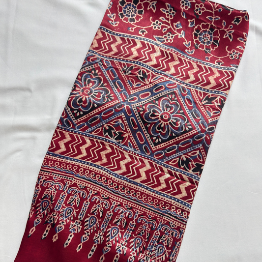 Modal Silk Blend Printed Stole – Classic Maroon
