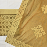 3 Pcs Cotton Applique Suit Set - Olive Green