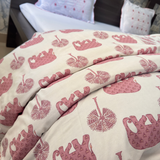 Reversible Cotton Double Bed Dohar- Light Brown Elephant