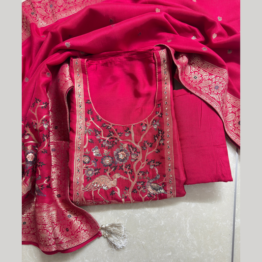 Hot Pink Heritage Weave Suit Set