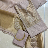 Elegant Champagne Gold Embroidered Suit Set