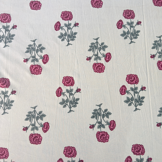 100% Cotton White- Pink Bedsheet Set- Super King size