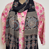 Modal Silk Printed Stole- Black