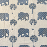 Reversible Cotton Double Bed Dohar- Sky Blue Elephant