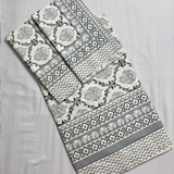 Elegant Grey White Printed Bedsheet Set — King size White and Grey