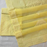 3 Pcs Cotton Applique Suit Set - Light Yellow