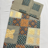 Bagru Gold Super King Size Bedsheet - Multicolour (Dark Green)