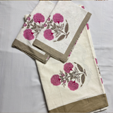 Elegant White- Pink Bedsheet Set- Super King size