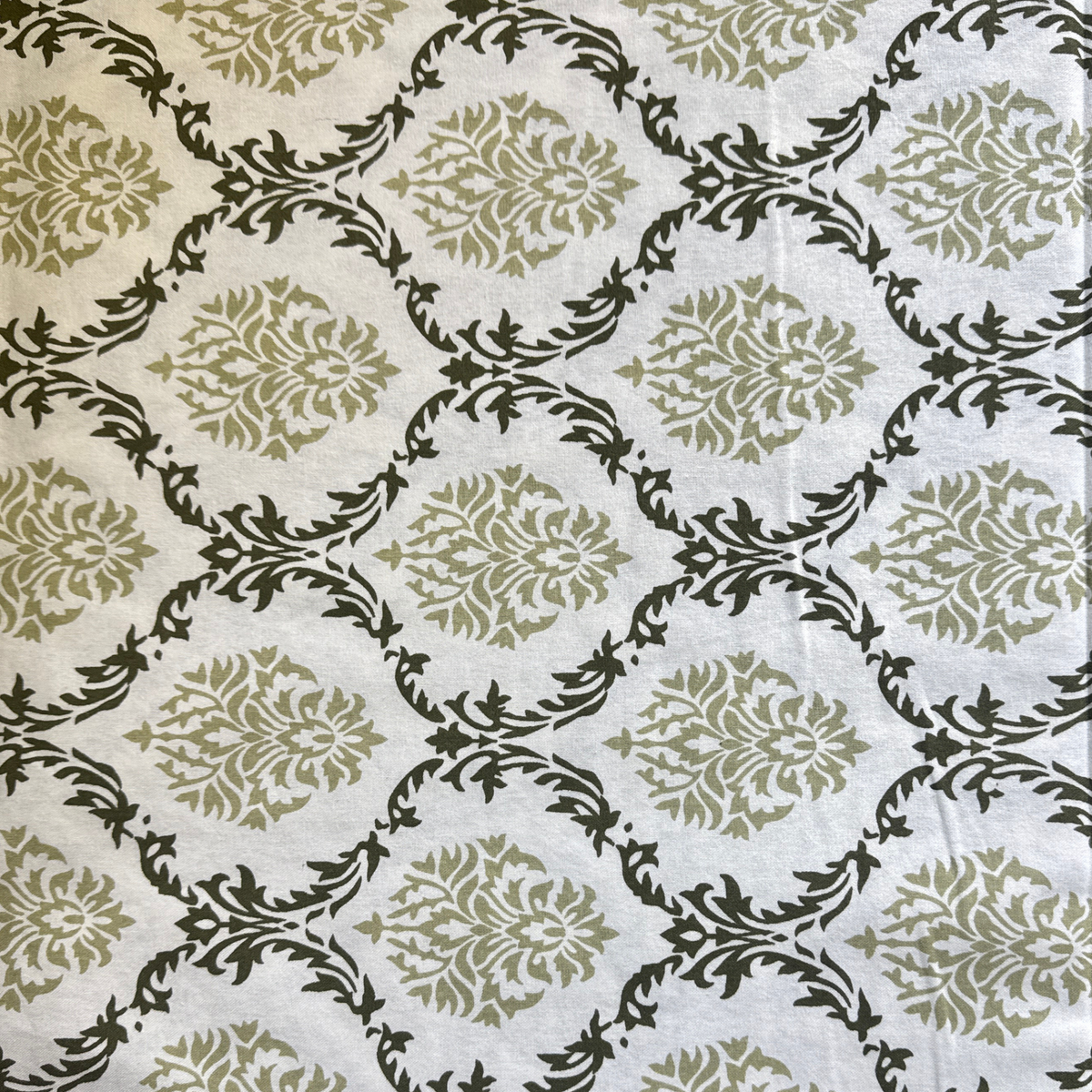 Elegant Light Green White Printed Bedsheet Set- King size White and Light Green