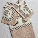 Elegant Ivory-Peach Printed Bedsheet Set- Super King size Ivory, Peach & Brown