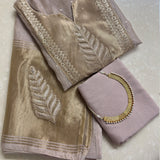 Elegant Champagne Gold Embroidered Suit Set