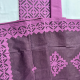 3 pcs cotton Applique suit set - Wine