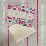 Floral Cotton Suit Set with Embellished Neckline & Organza Dupatta