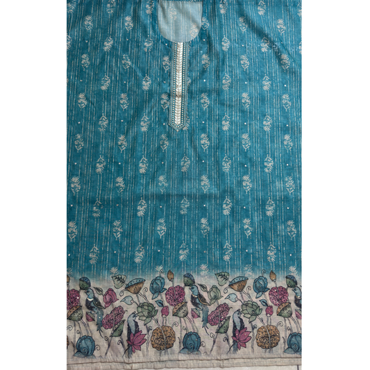 Chanderi Silk Suit Set with Kalamkari Dupatta