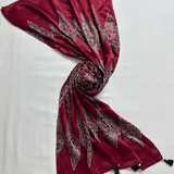 Modal Silk Blend Printed Stole – Deep Red