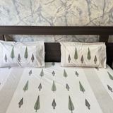 Elegant Off White- Green Brown Bedsheet Set- Super King size