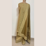3 Pcs Cotton Applique Suit Set - Olive Green