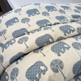 Reversible Cotton Double Bed Dohar- Sky Blue Elephant