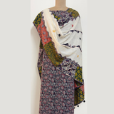 Ajrakh Flower Print 2Pc Cotton Suit with Mul Cotton Dupatta  1- Black