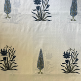 Elegant White-Blue Printed Bedsheet Set- King size White and Blue